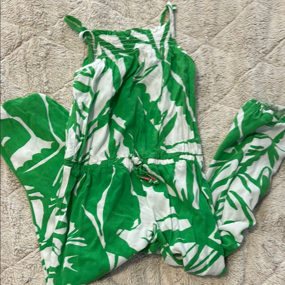 Green Leaf Print Kids One Piece